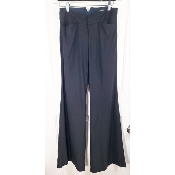 Club Monaco‎ Wool Wide Leg Boot Cut Trouser Pants Stretch Black Size 0 - Picture 1 of 7